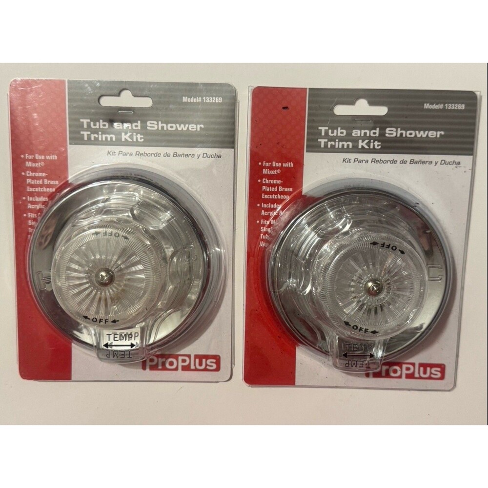 2 Pack ProPlus Tub and Shower Trim Kit Chrome Model 1323GS New Sealed